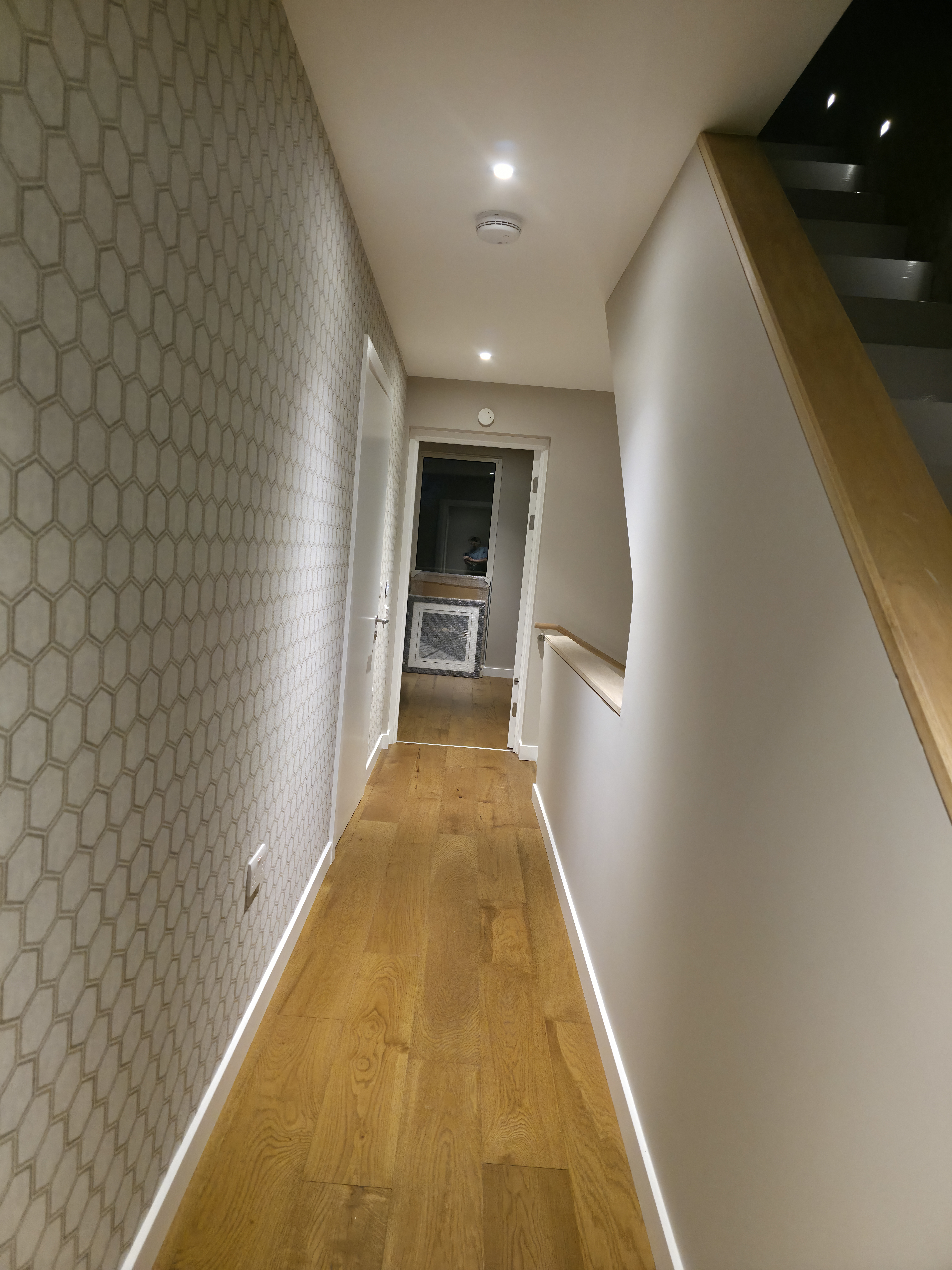 Hexagonal Wallpaper with LED Skirting