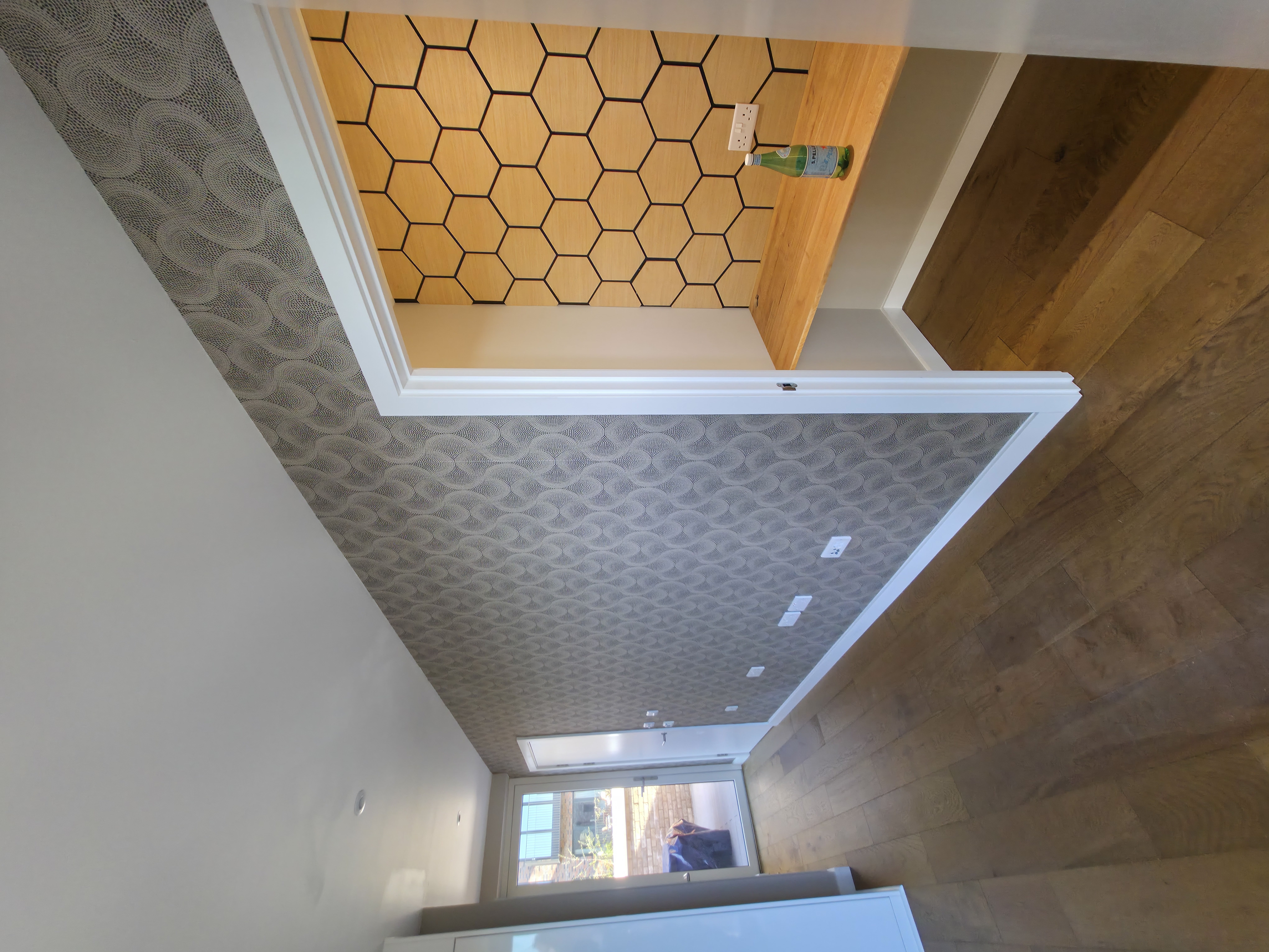Geometric Grey Wallpaper Hallway